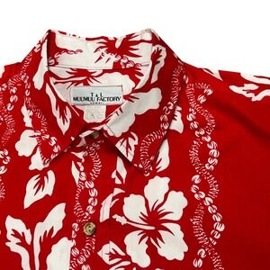 T&L Muumuu‎ Factory Hawaii 2XL Red Floral Hawaiian Aloha Shirt